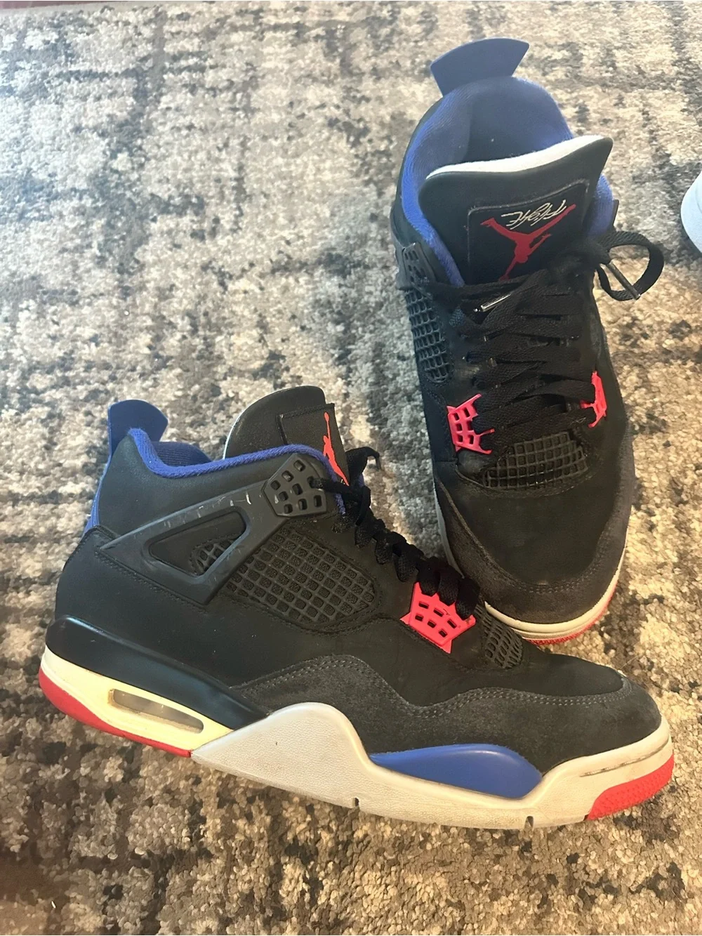Jordan Men's Black Sneakers with Blue and Red Accents